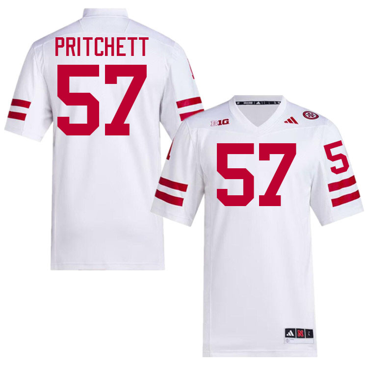 Nebraska Cornhuskers #57 Elijah Pritchett College Football Jerseys Stitched-White Nebraska Cornhuskers #57 Elijah Pritchett College Football Jerseys Stitched-White